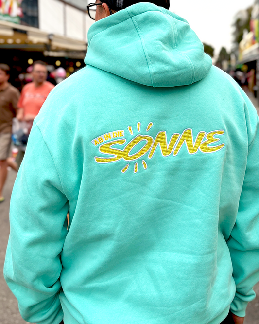 FLUFFY HOODIE türkis – Ab in die Sonne